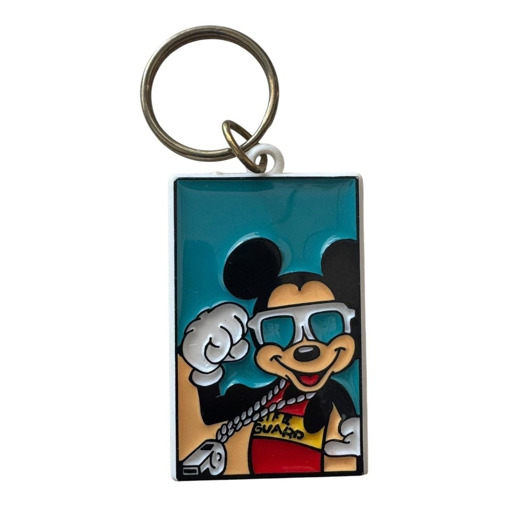 Vintage Disney Mickey Mouse Lifeguard Virginia Postcard Keychain Modern 70s 80s